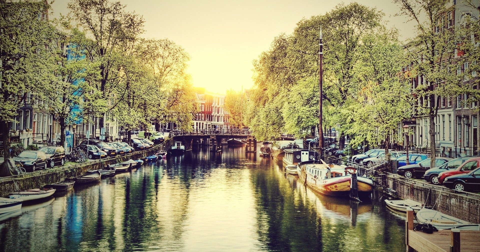 Historic Amsterdam canal houses near the hotel